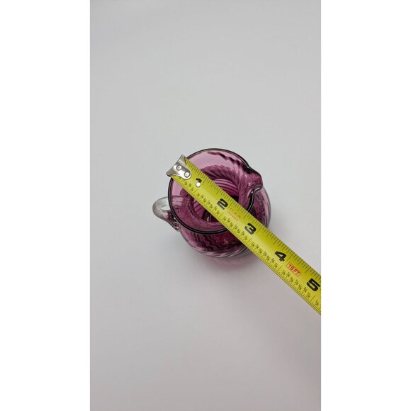 Pilgrim Glass Cranberry Hand Blown Twisted Ribbed Art Glass Pitcher Creamer - Picture 9 of 9